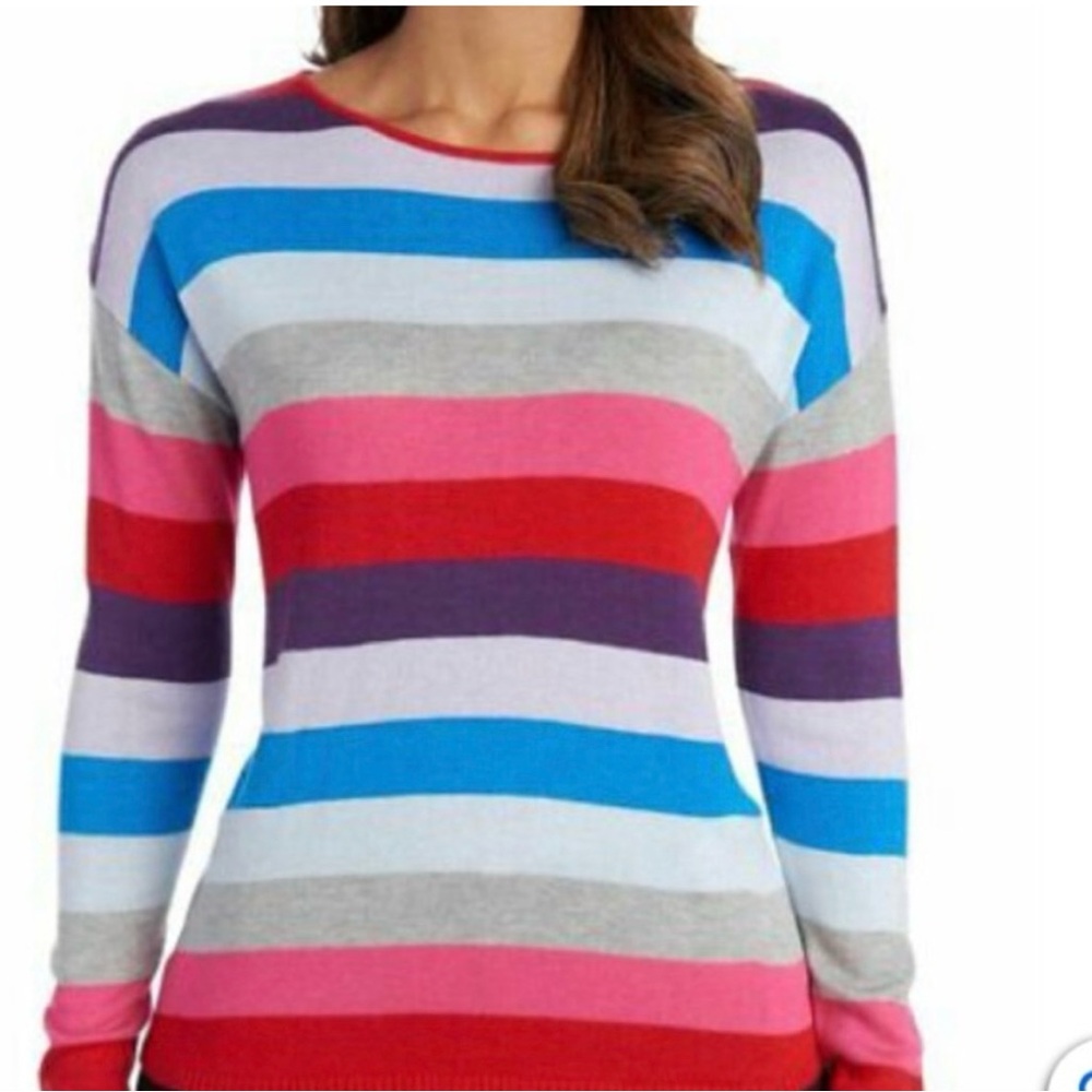 Two Twenty Five Multi Color Striped Sweater, Cashmere Blend